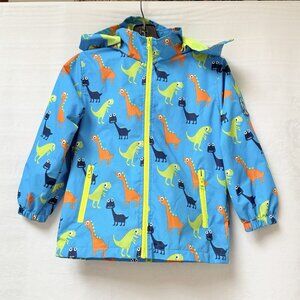 Top & Sky Kids Raincoat Jacket Lined Dinosaur Removable Hoody Unisex Size 130 Lg